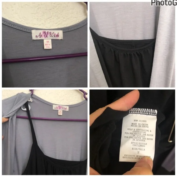 AS U WISH Medium Layered Belted Dress Colorblock Black Gray Short Sleeve NWOT - Picture 16 of 16